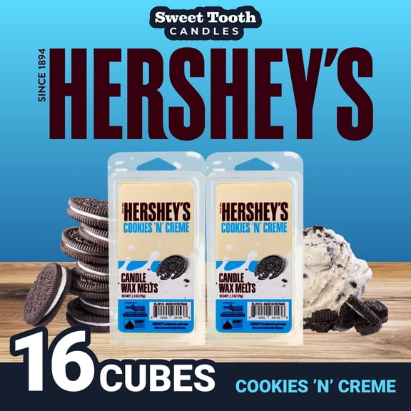 Herhsey's Cookies 'N' Cream Wax Melts Cubes - 16 Pack of Wax Warmer Cubes - Candy Scented Wax Melts 2.5oz - Long Lasting Flameless Wax Cubes - Strong Scent Wax Melts