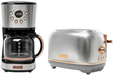 Programmable Toaster Heritage 12 Cup Programmable Retro Coffee Maker Machine Bundled with 2 ...