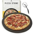 thumbnail image 1 of Heritage 15" Ceramic Pizza Stone Set - Non-Stick, Stain-Free with Bonus Cutter - Black, 1 of 7