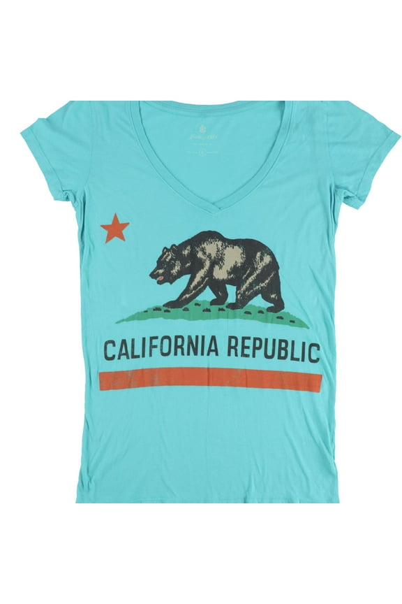 Womens California Republic Graphic T-Shirt, Blue, Large