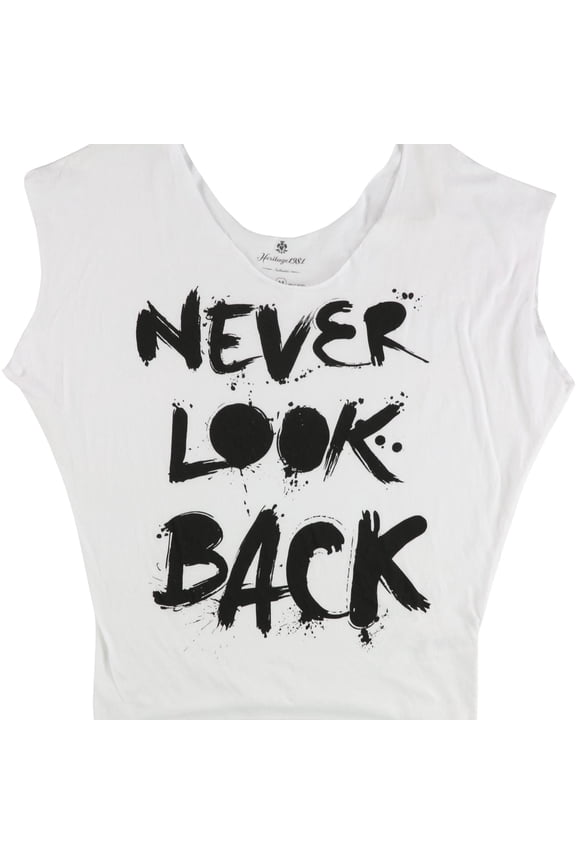 Womens Never Look Back Graphic T-Shirt, White, Medium