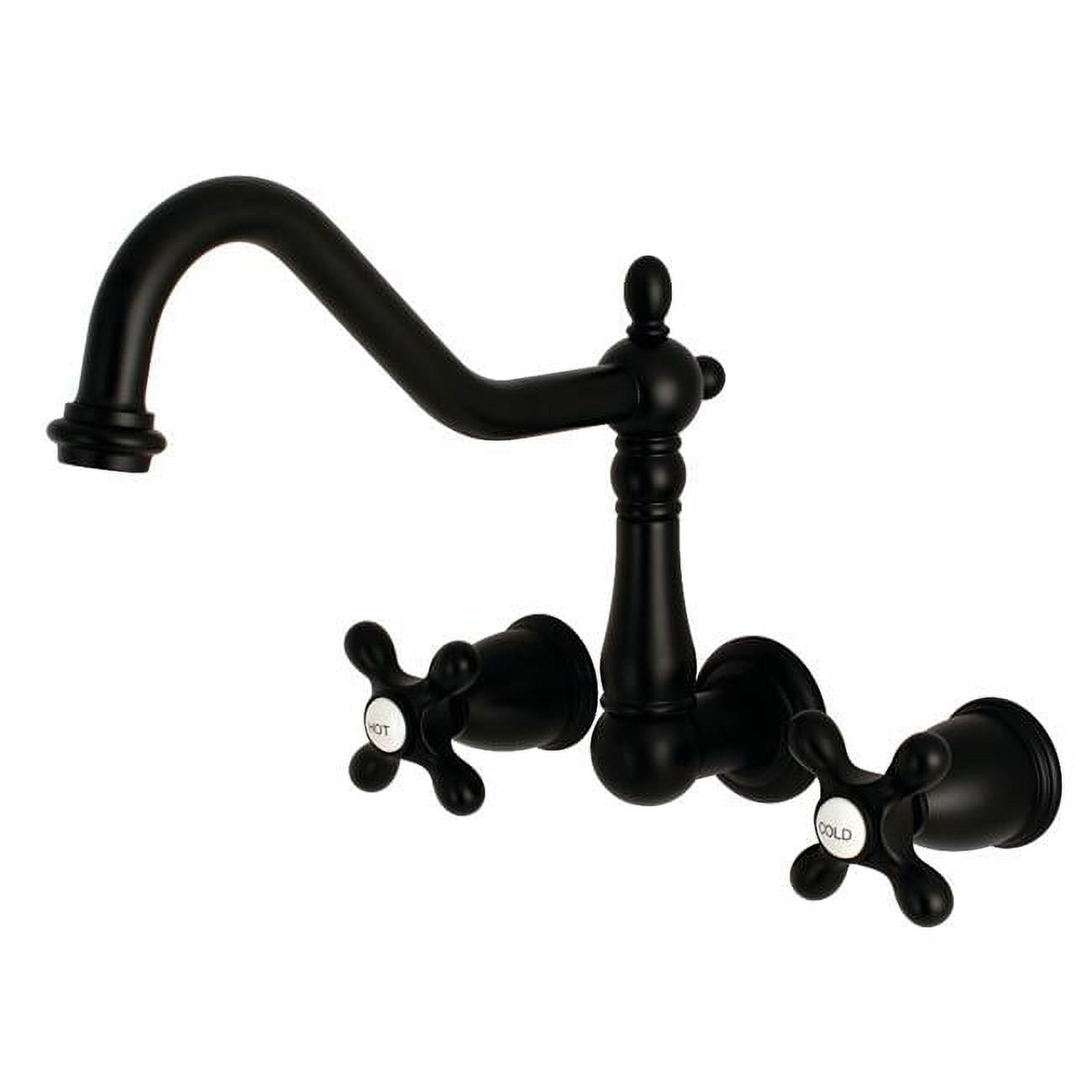 Elegant Heritage Matte Black Nickel Wall-Mounted Roman Tub Faucet