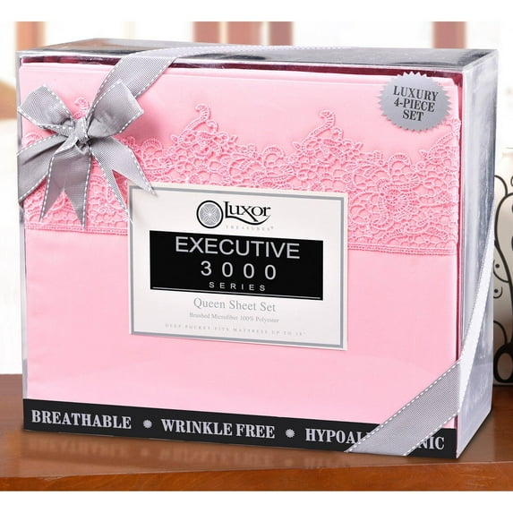 Heritage 3000 Series Regal Lace Embroidery Sheet Set by Luxor Treasures