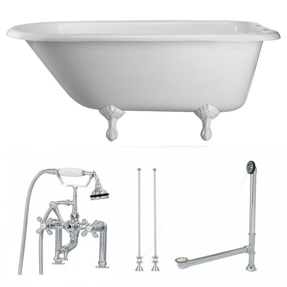 Heritage 57 Inch Cast Iron Classic Clawfoot Tub and Faucet Package