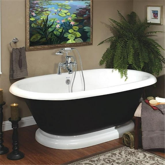 Heritage 72 in. White Acrastone Tub & Drain, Chrome Metal Finish