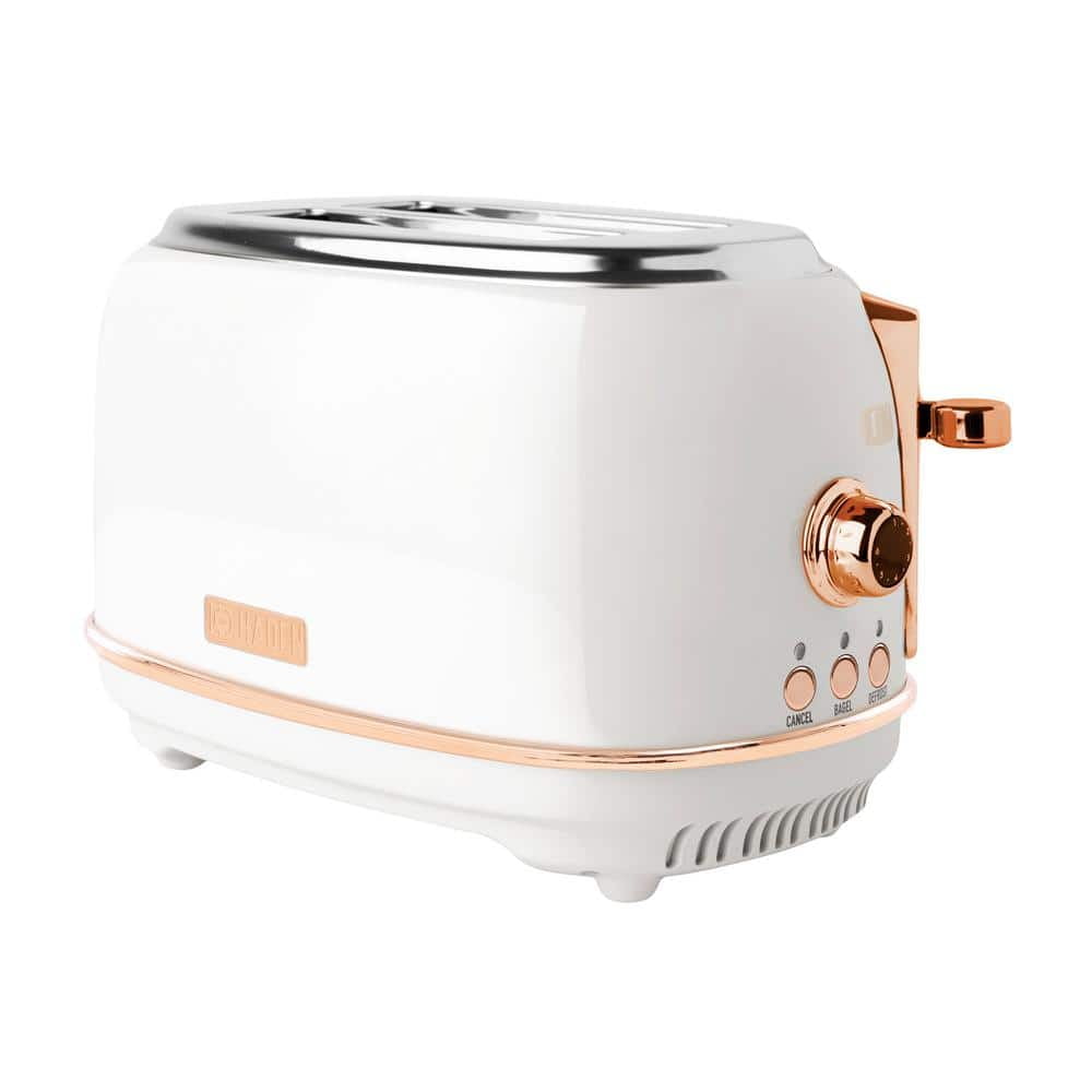 Heritage 900Watt 2Slice Wide Slot Ivory and Copper Retro Toaster with