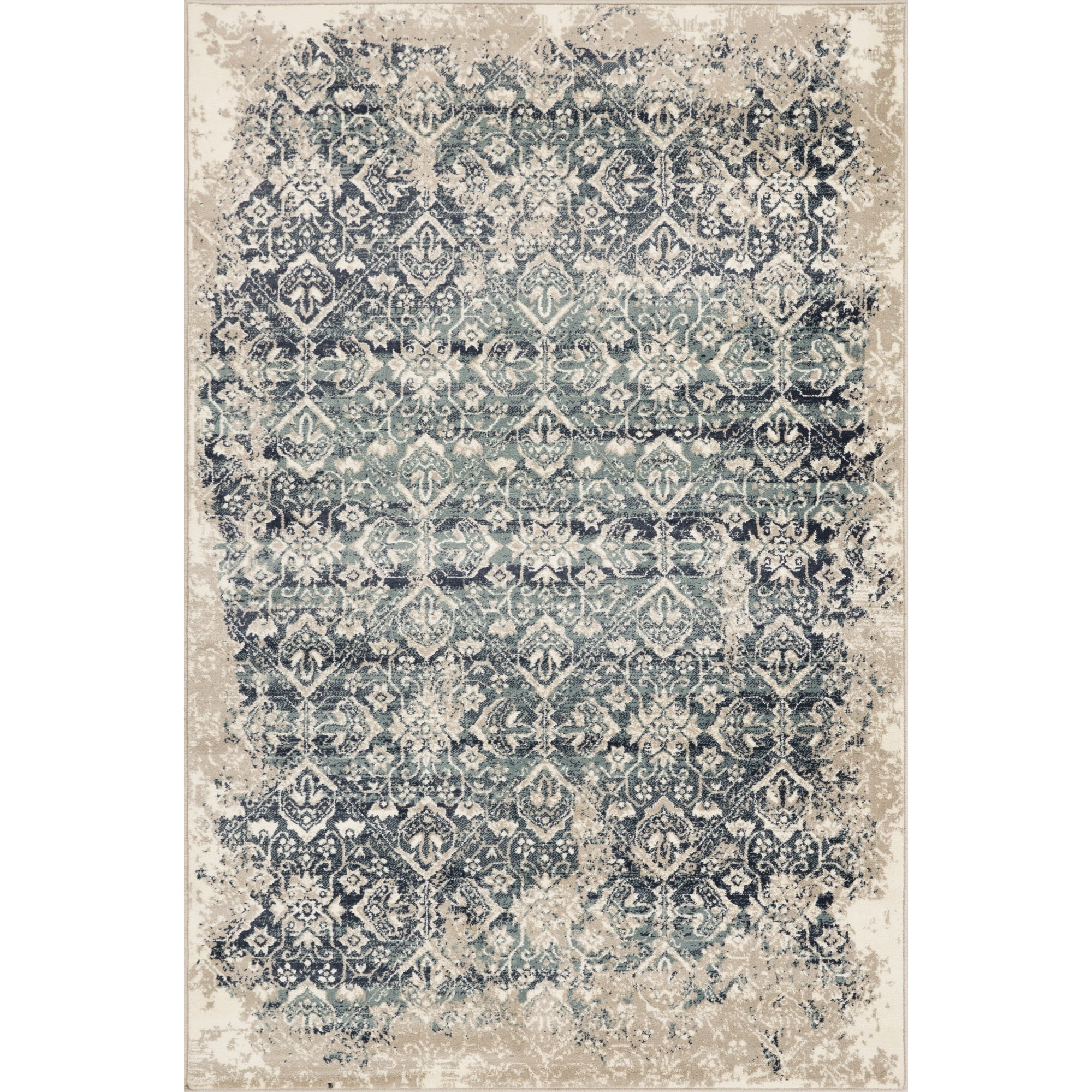 Heritage 9372 Ivory/Blue Anna Area Rug, Size - 3'3" x 4'11"