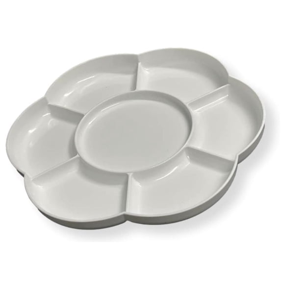 Heritage Arts AP004 Plastic Flower-Shaped Palette; for use with Watercolor, Gouache, Acrylic and Oil Paint Pigments; Durable White Plastic; 7 Color Wells, 1 Circular and 6 Arches Shaped