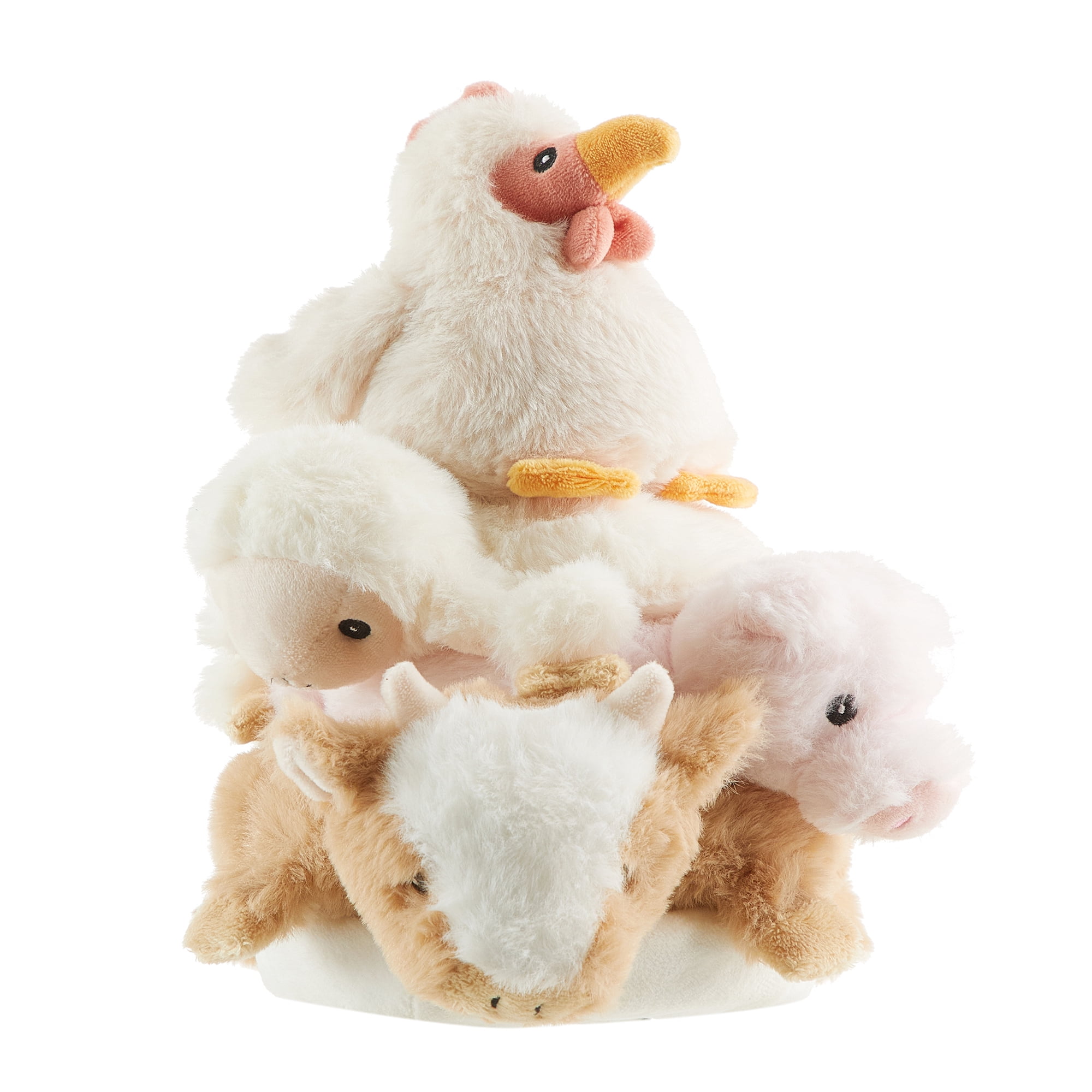 Heritage Baby 5-PC Stackable Plush Baby Farm Animals Rattle Set