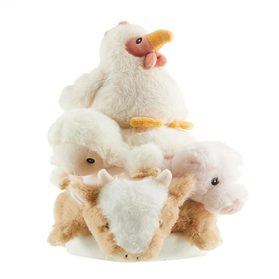 Heritage Baby 5-PC Stackable Plush Baby Farm Animals Rattle Set