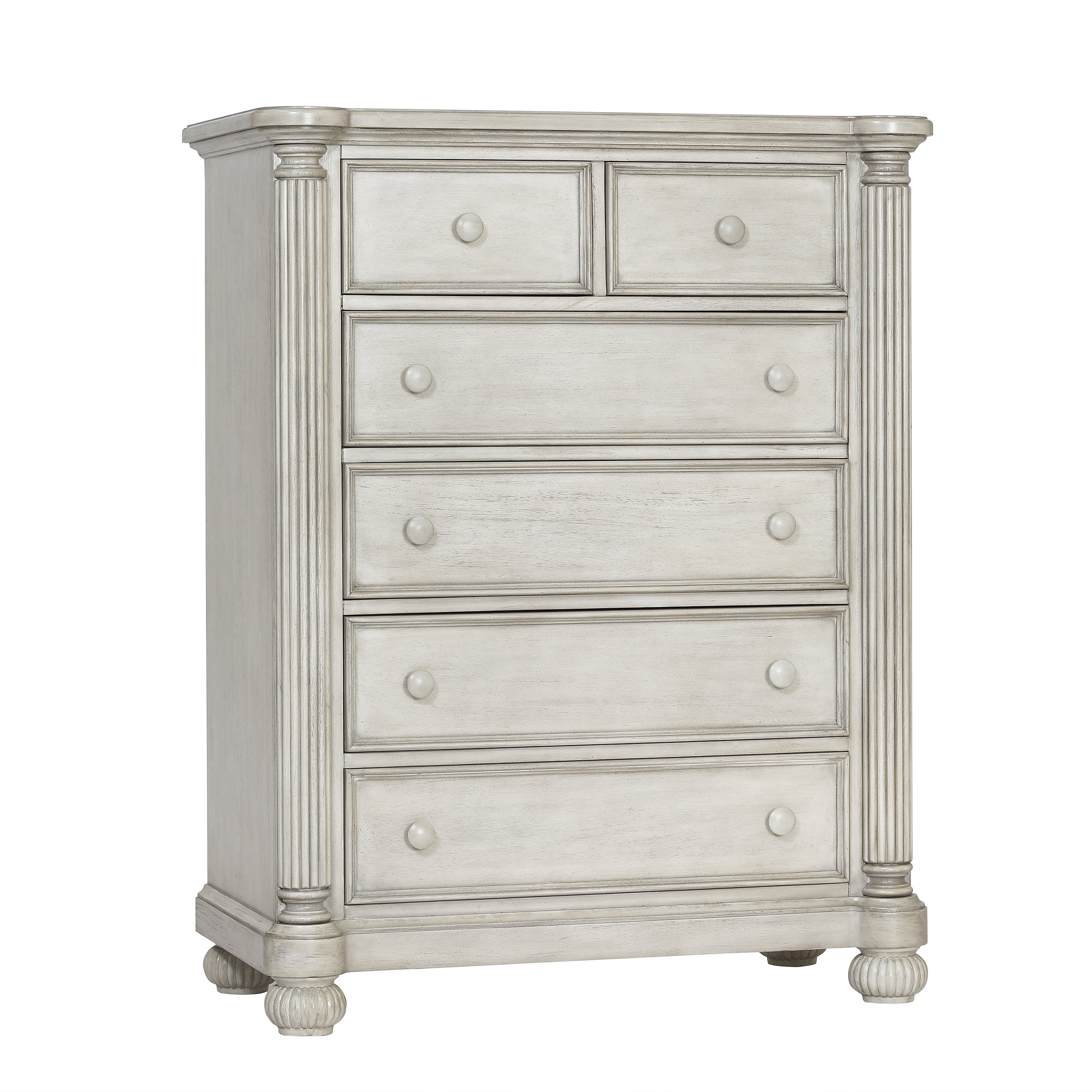 Kingsley Charleston 6 Drawer Chest in Weathered White