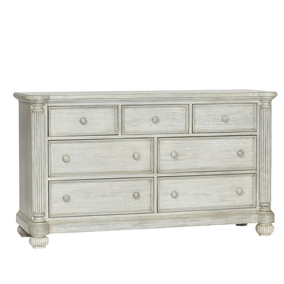 Kingsley Charleston 7 Drawer Dresser in Weathered White