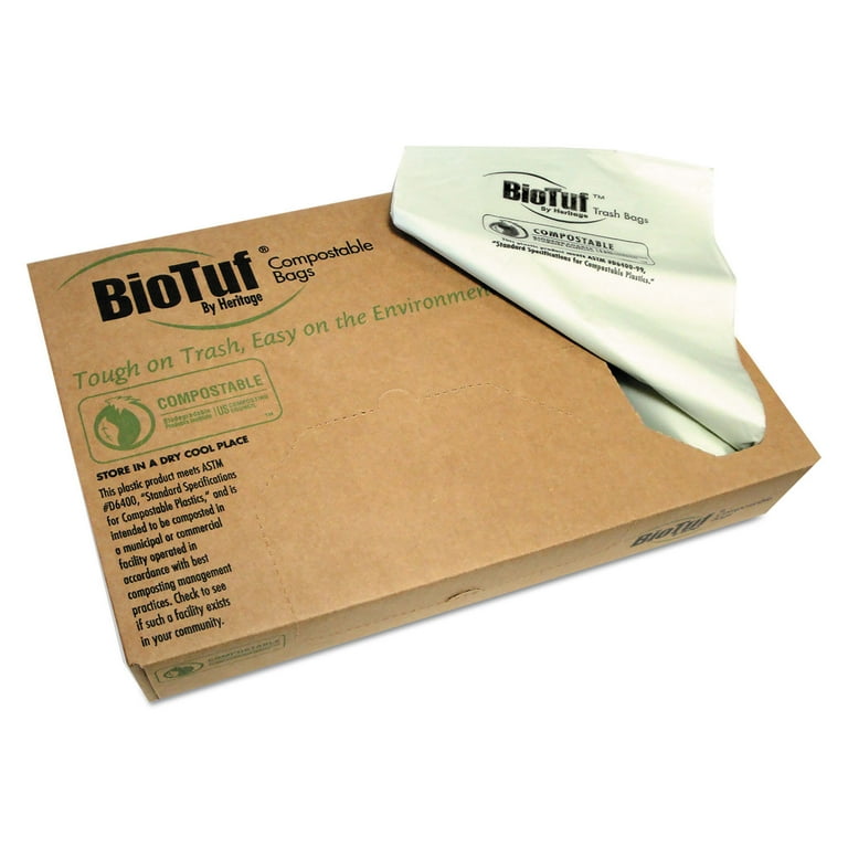 Biotuf Compostable Can Liners, 30 gal, 0.88 mil, 30 Biotuf Compostable Can Liners, 30 gal, 0.88 mil, 30