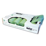 Heritage Biotuf Compostable Can Liners, 64 gal, 1 mil, 47" x 60", Green, 20 Bags/Roll, 5 Rolls/Carton