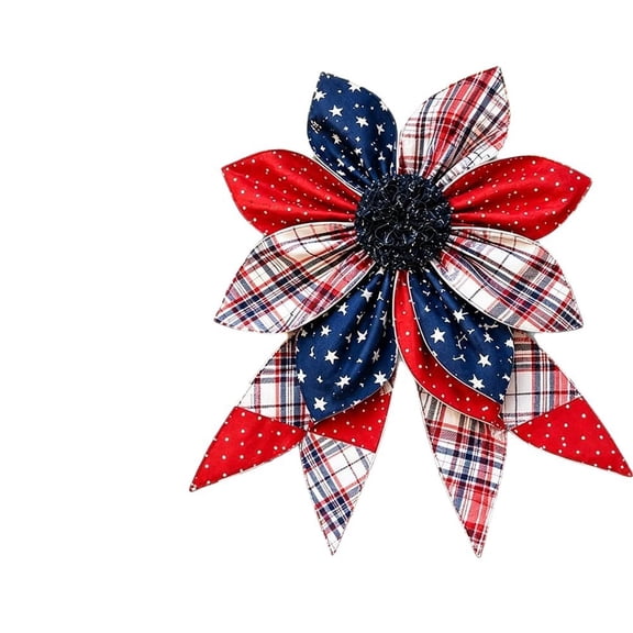 The Heritage Bloom Wreath & Bow, Multi-Piece Sewing Template Set, Vintage Floral Wreath Bows for 4th of July Decorations, Front Door Wall Decor Indoor Outdoor