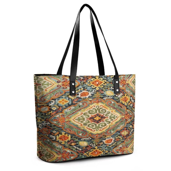 Heritage Bohemian Floral Traditional Moroccan Style Woman Leather Handbags Large Tote Bag Fashion Portable Handbags With Zipper