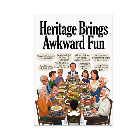 Heritage Brings Awkward Fun - Family Gathering Decor - 13x19 Poster Print
