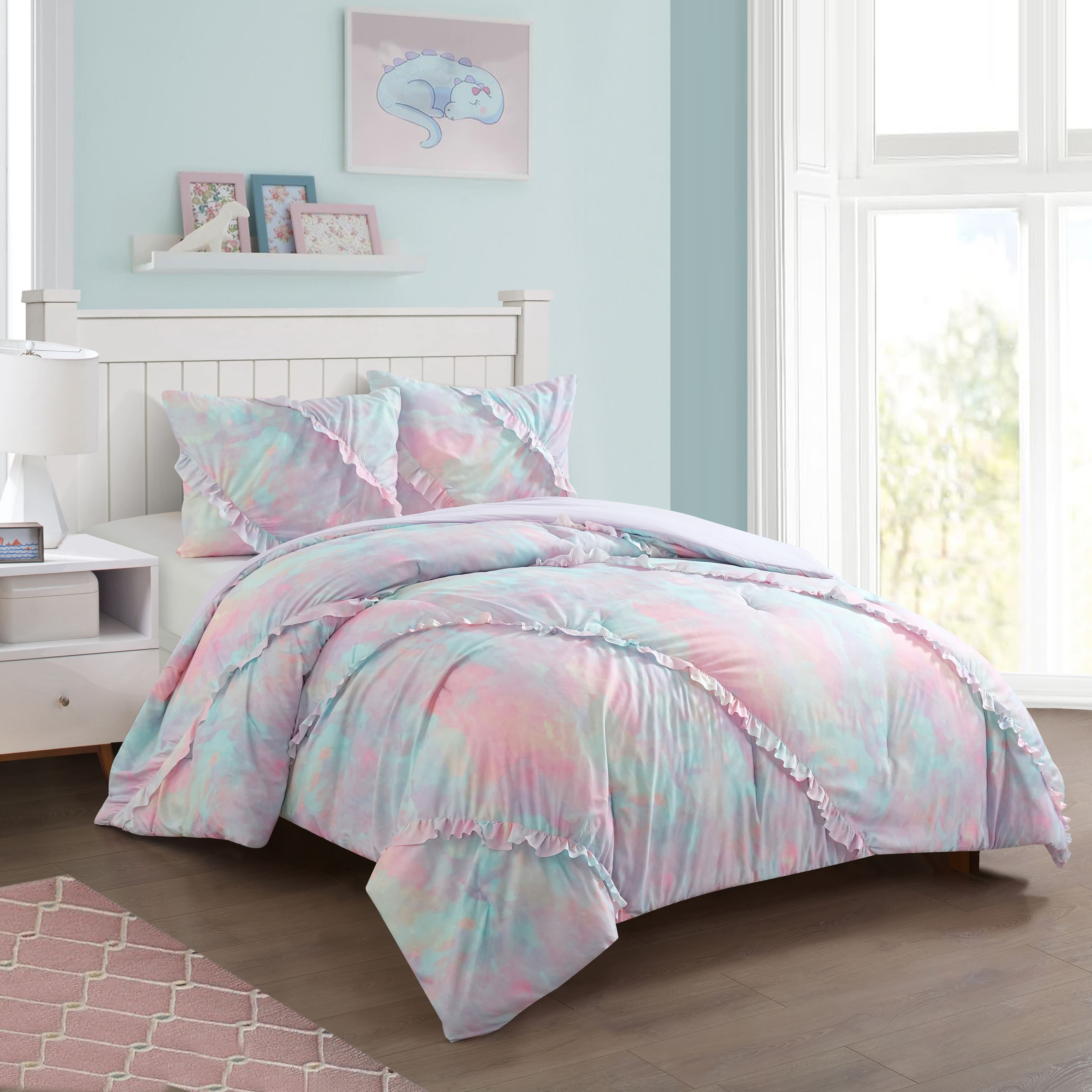 Twin Pink Microfiber Reversible Kids Comforter Set