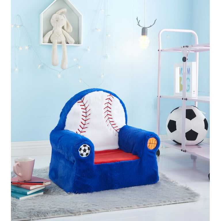 Heritage Club Figural Baseball Faux Fur Kids Foam Armchair Blue