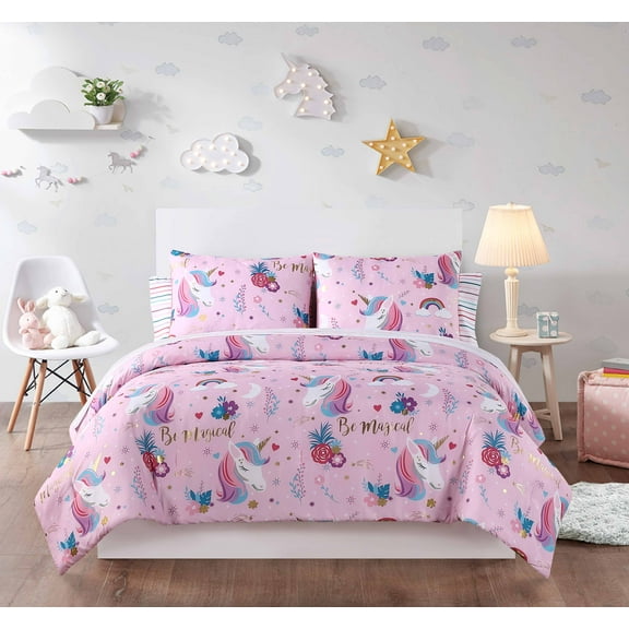 Heritage Club Magical Unicorn Bed in a Bag Set, Twin, Pink