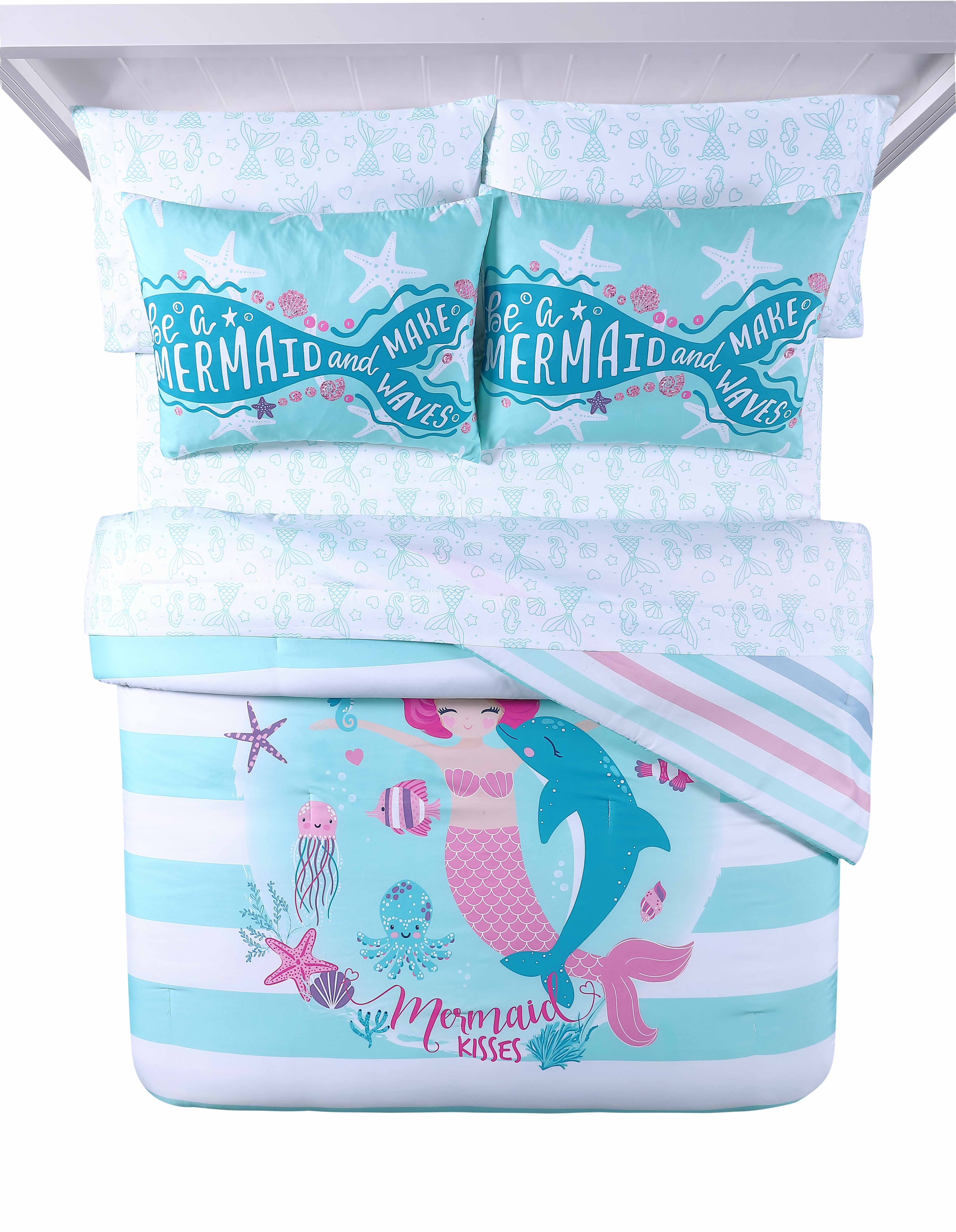 Heritage Club Mermaid and Make Waves Bed in a Bag Set, Full, Polyester