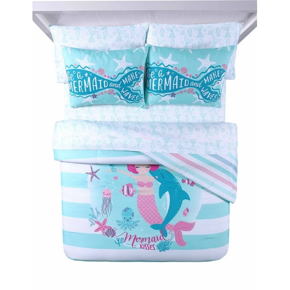 Heritage Club Mermaid and Make Waves Bed in a Bag Set, Full, Polyester