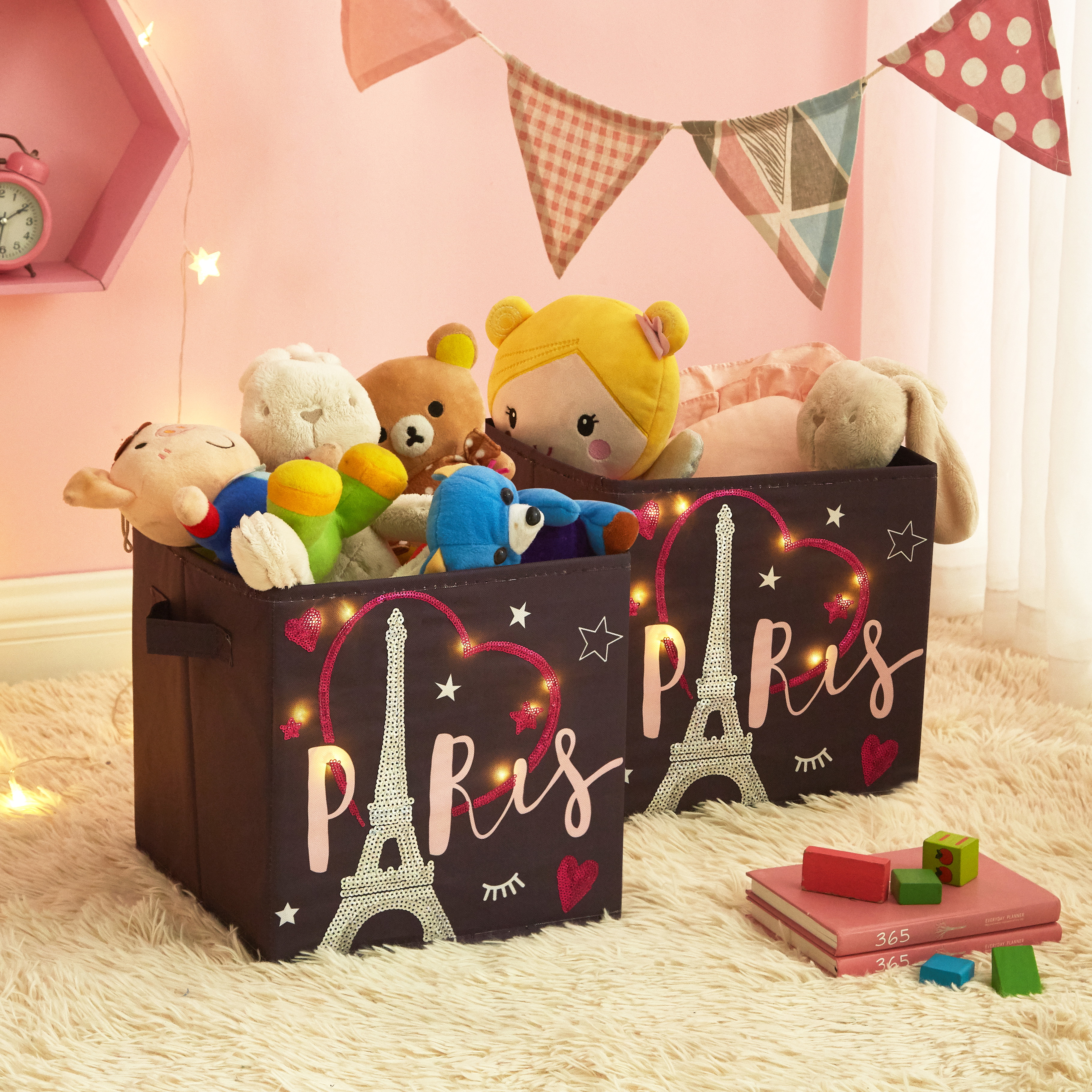 Heritage Club Paris 2 Piece Light Up Polyester Storage Cubes for Kids - image 1 of 7