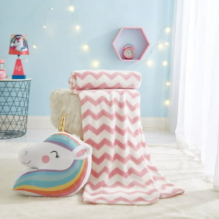 Heritage Club White, Pink Unicorn Polyester Throws, 50" x 40", (2 Count)