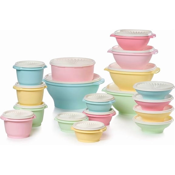 Heritage Collection 36 Piece Food Storage Container Set in Vintage Colors- Dishwasher Safe & BPA Free - (18 containers + 18 lids)