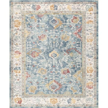Heritage Collection Power Loom L.Blue & Beige Area Rug - L. Blue - 4' 0in. X 6' 0in.