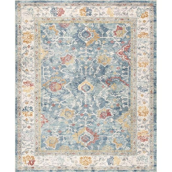Heritage Collection Power Loom L.Blue & Beige Area Rug - L. Blue - 4' 0in. X 6' 0in.