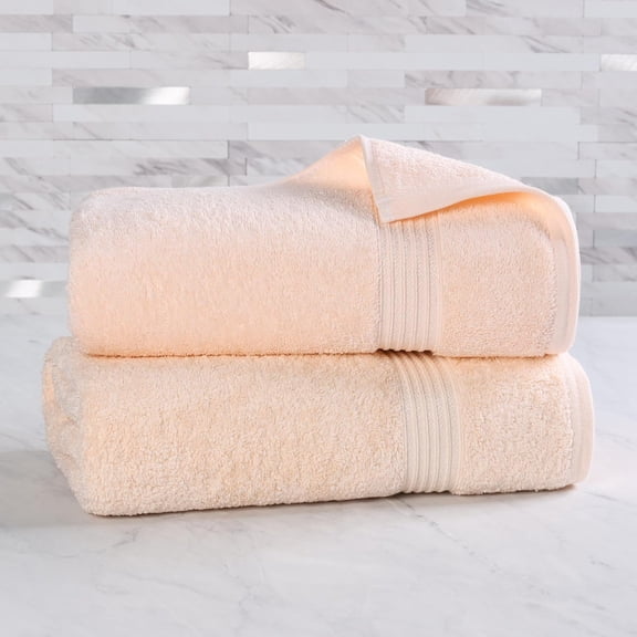 Heritage Egyptian Cotton Bath Sheet Set, Heavyweight Towels for Bathroom, Guest Bath, Luxury Home Decor, Plush Absorbent Essentials, Oversized Large Body Towel, Includes 2 Bath Sheets, Peach