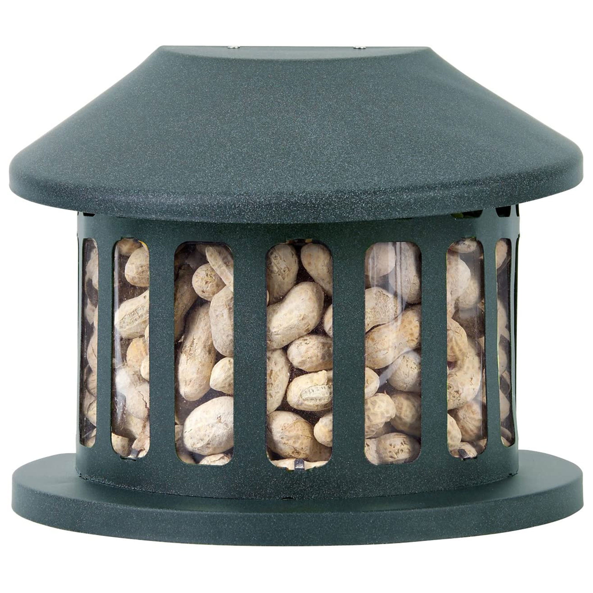 Green Powder-Coated Alloy Steel Hanging Squirrel Feeder