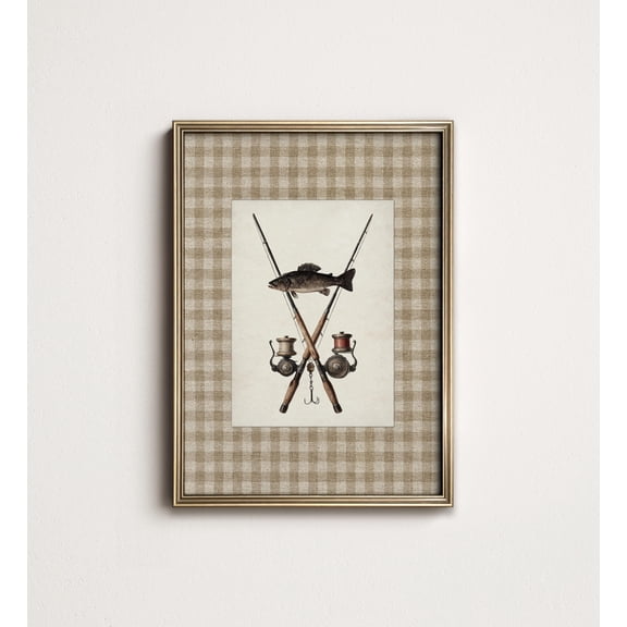 Heritage Fishing Illustration, Vintage Sporting Art, Rods And Fish Lake Cabin Decor (Printable) Sp-21 UNFRAMED Poster, Wall Art for Decor, Present, 8x12