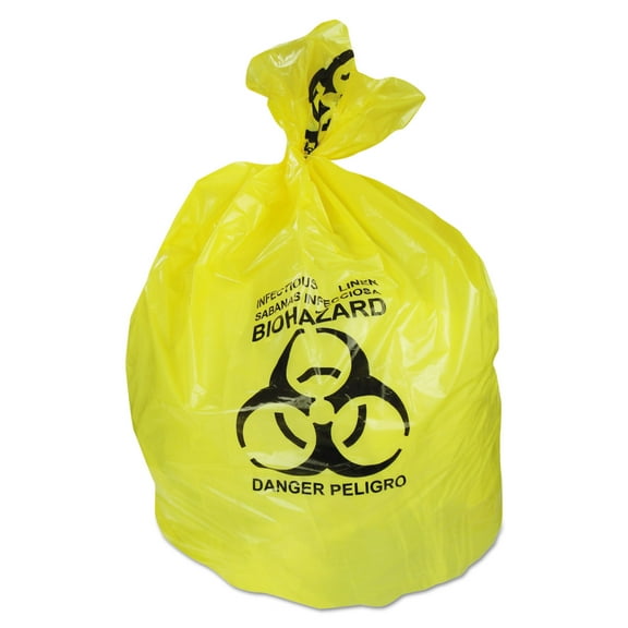 Heritage Healthcare Biohazard Printed Can Liners, 30 Gal, 1.3 Mil, 30" X 43", Yellow, 200/carton