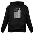 thumbnail image 1 of Heritage & Honor Distressed White USA Cross Flag Men's Hoodie by Tstars - Bold 4th of July Attire - Patriotic Christian Expression - Ideal Gift for Devoted American Patriots, 1 of 3