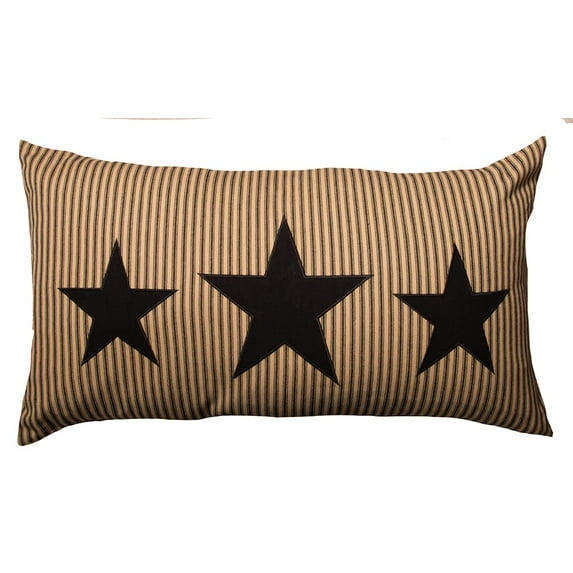 Heritage House Black Star Lumbar Pillow Cover 15"x27" by Raghu