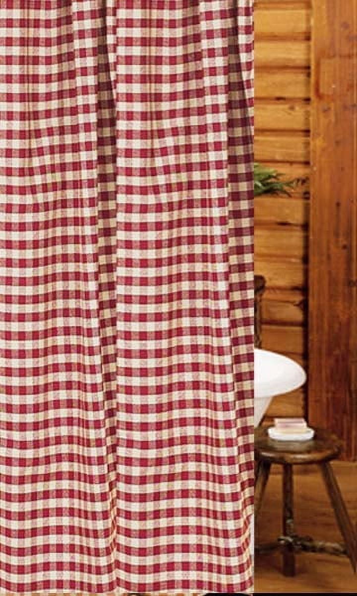Barn Red and Nutmeg Checkered Cotton Shower Curtain 72" x 72"