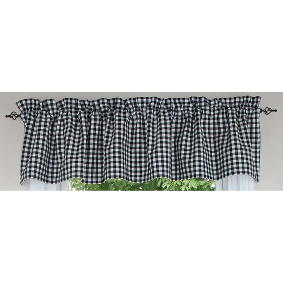 Heritage House Check Black & Cream Cotton Valance 72"x15.5" by Raghu
