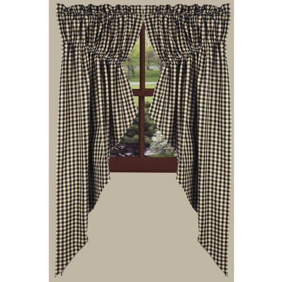 Heritage House Check Black Prairie Gathered Curtains - 72x63