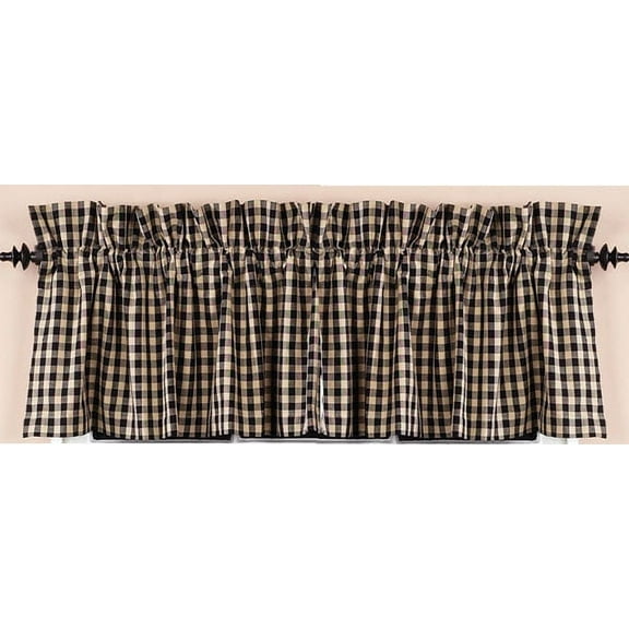 Heritage House Check Black and Nutmeg 72" x 15.5" Lined Cotton Valance by Raghu