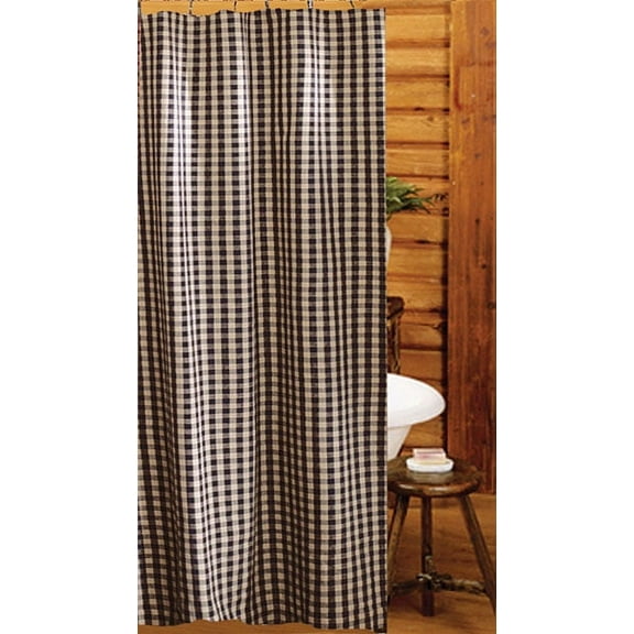 Heritage House Check Black and Nutmeg 72" x 72" Shower Curtain by Raghu