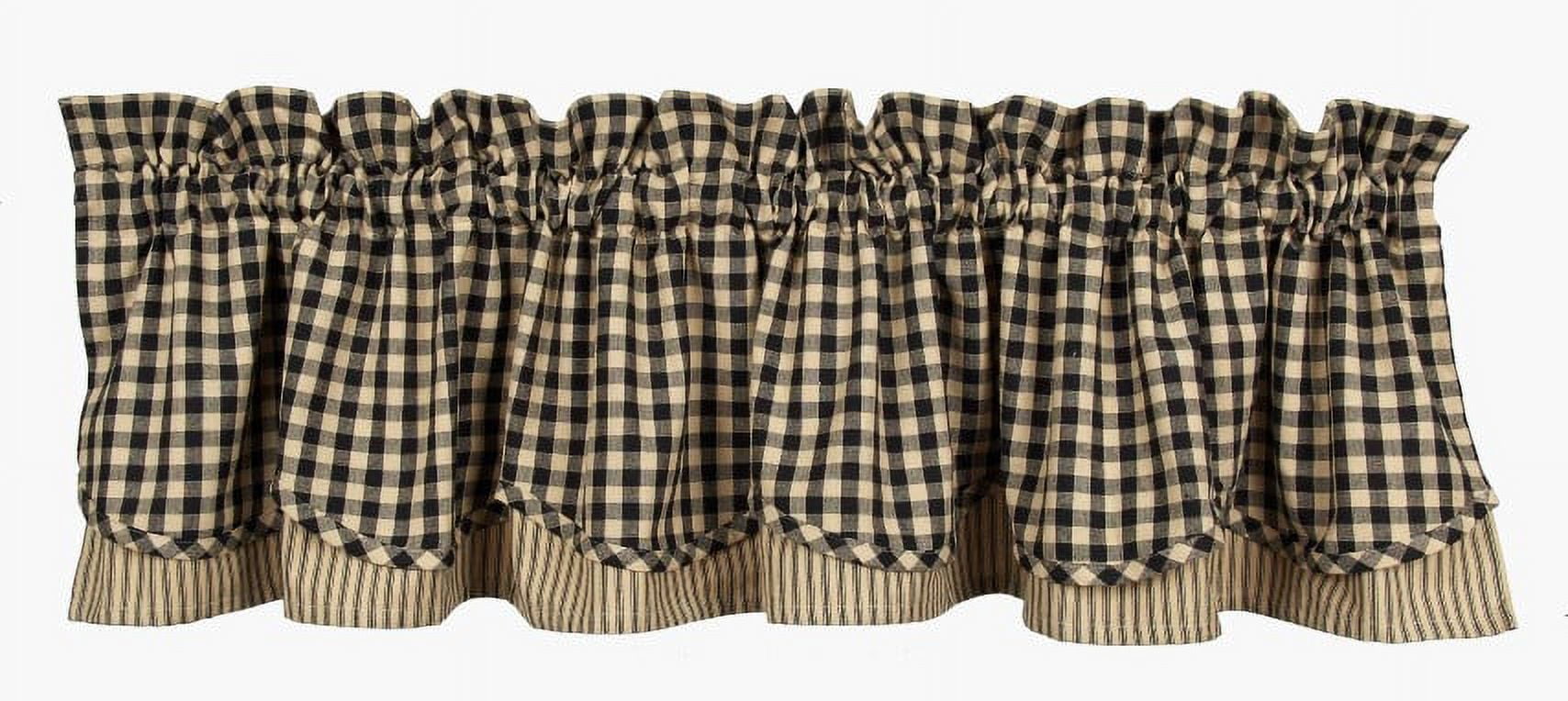 Heritage House Check Black and Nutmeg Cotton Valance