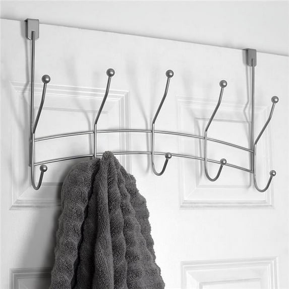Heritage Houseware HERDH47856 Heritage Houseware Shelby 5 Hook Over the Door Hanging Rack, Silver