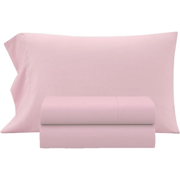 Heritage Kids 3-Piece Twin Sheet Set,Pink, Includes Top Sheet, Fitted Sheet & Pillowcase,Ultra-Soft Microfiber Kids Bed Sheet Set