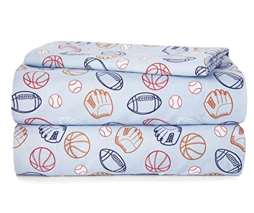 Blue Sports Print Full Microfiber Sheet Set