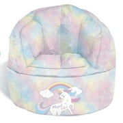 Heritage Kids Multicolored Tie Dye Unicorn Round Bean Bag for Children's Room Décor