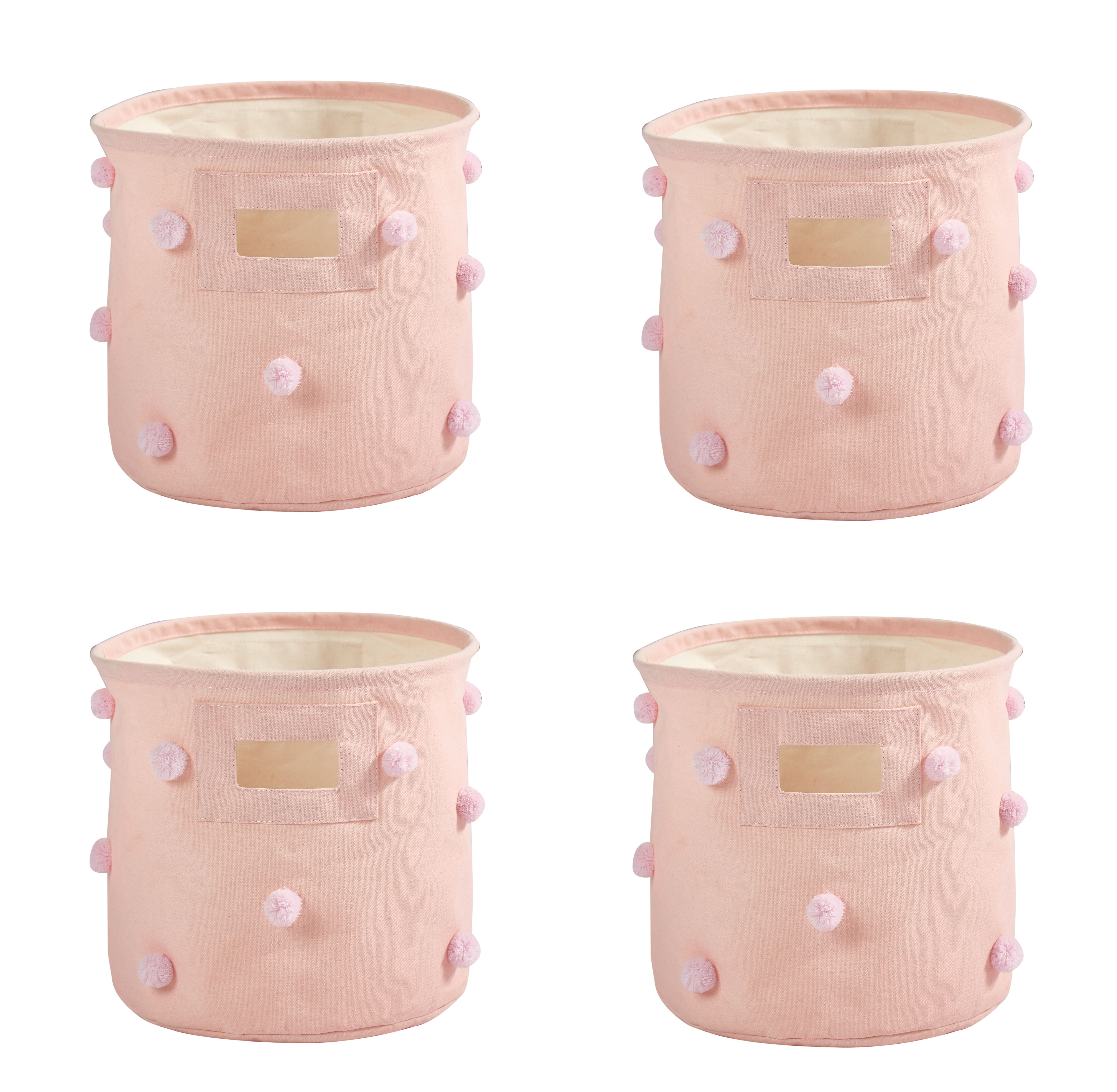 Heritage Kids Pom Pom Storage Bin (Set of 4), Pink