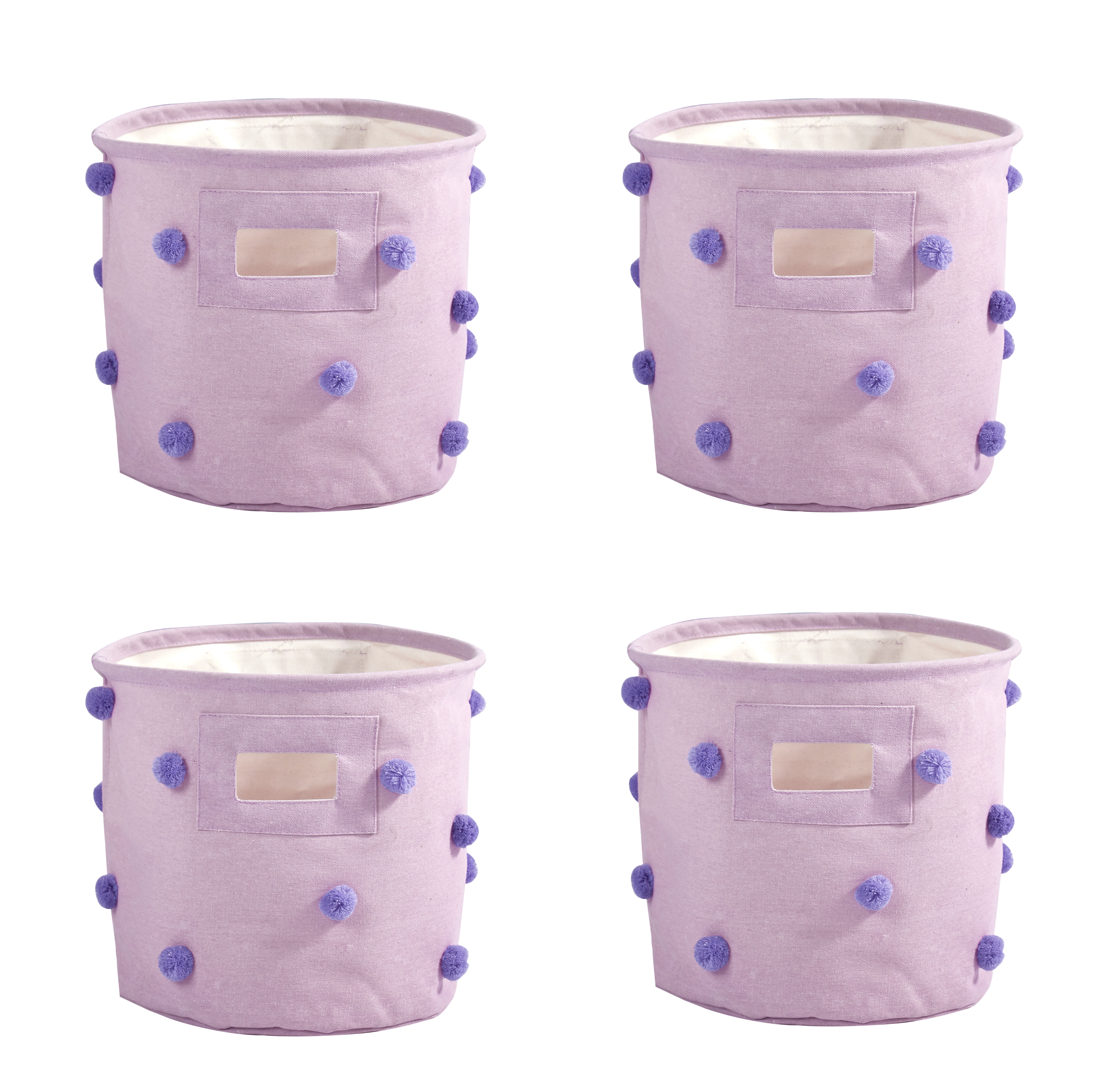Heritage Kids Pom Pom Storage Bin (Set of 4), Purple