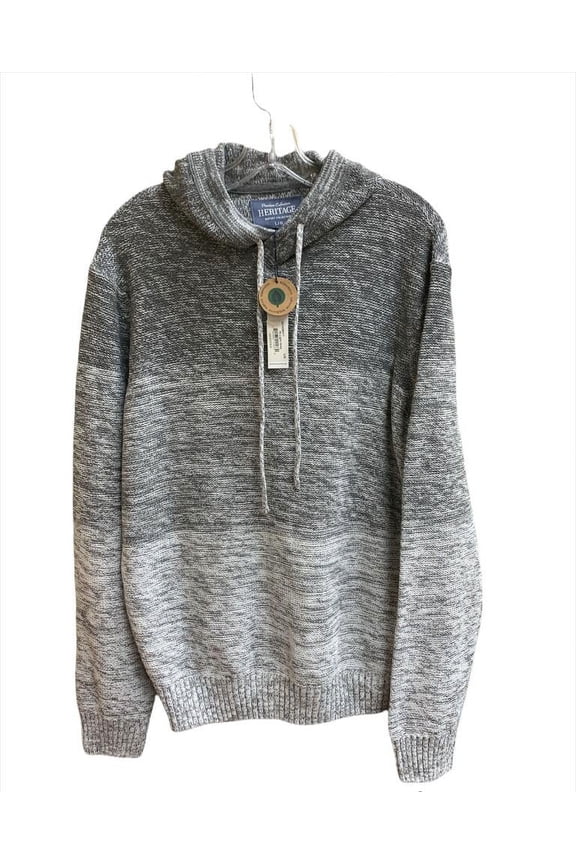Heritage LIGHT GREY HEATHER Drawstring Hooded Sweater, US Large